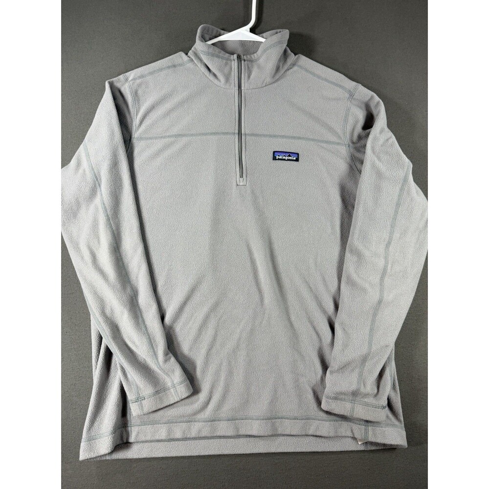 Patagonia Sweater Mens L Gray Micro D Fleece Pullover Quarter Zip Hiking No Logo